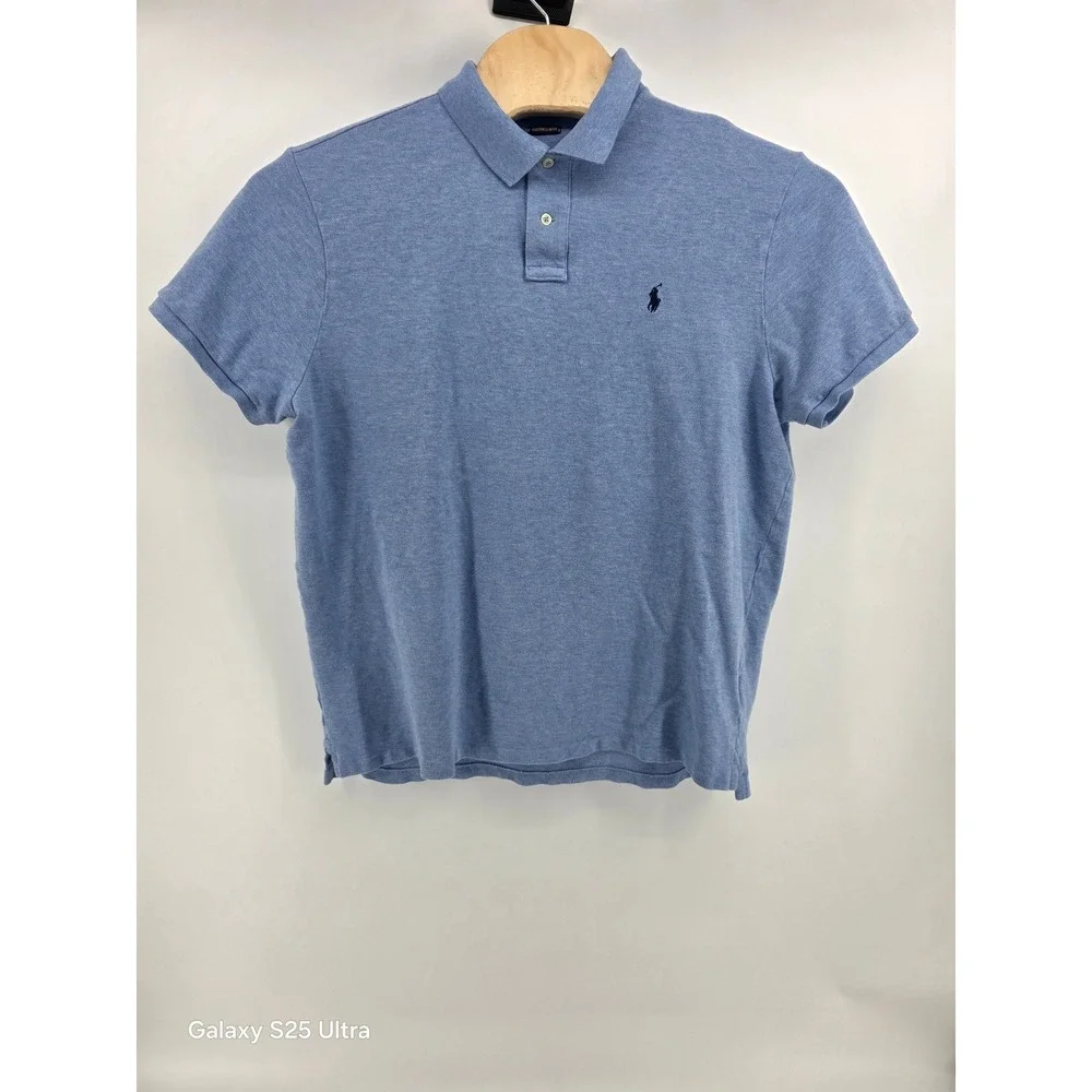 Polo Ralph Lauren Mens XXL Custom Slim Fit Blue Mesh Short Sleeve Polo Shirt